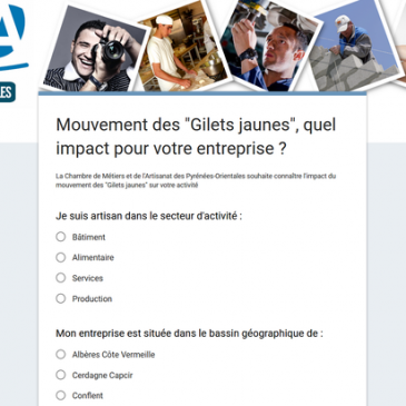 Mouvement des « Gilets jaunes », résultat du questionnaire de la CMA