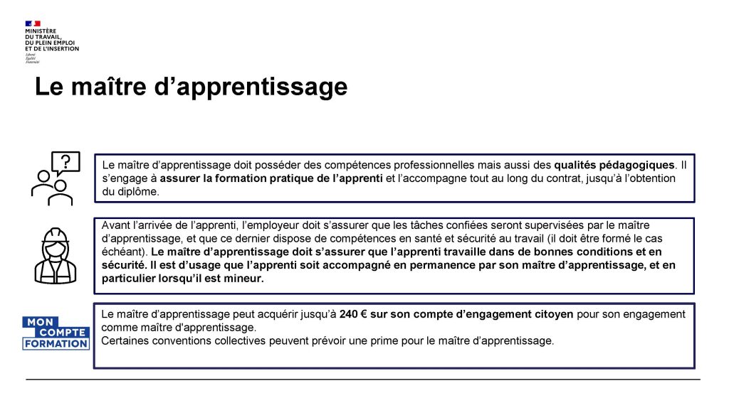 Rôle du maître d'apprentissage